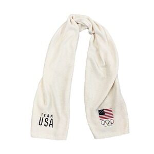 Skims x Team USA Olympics Boucle Knit Plush Scarf Cream White Embroidered Logo